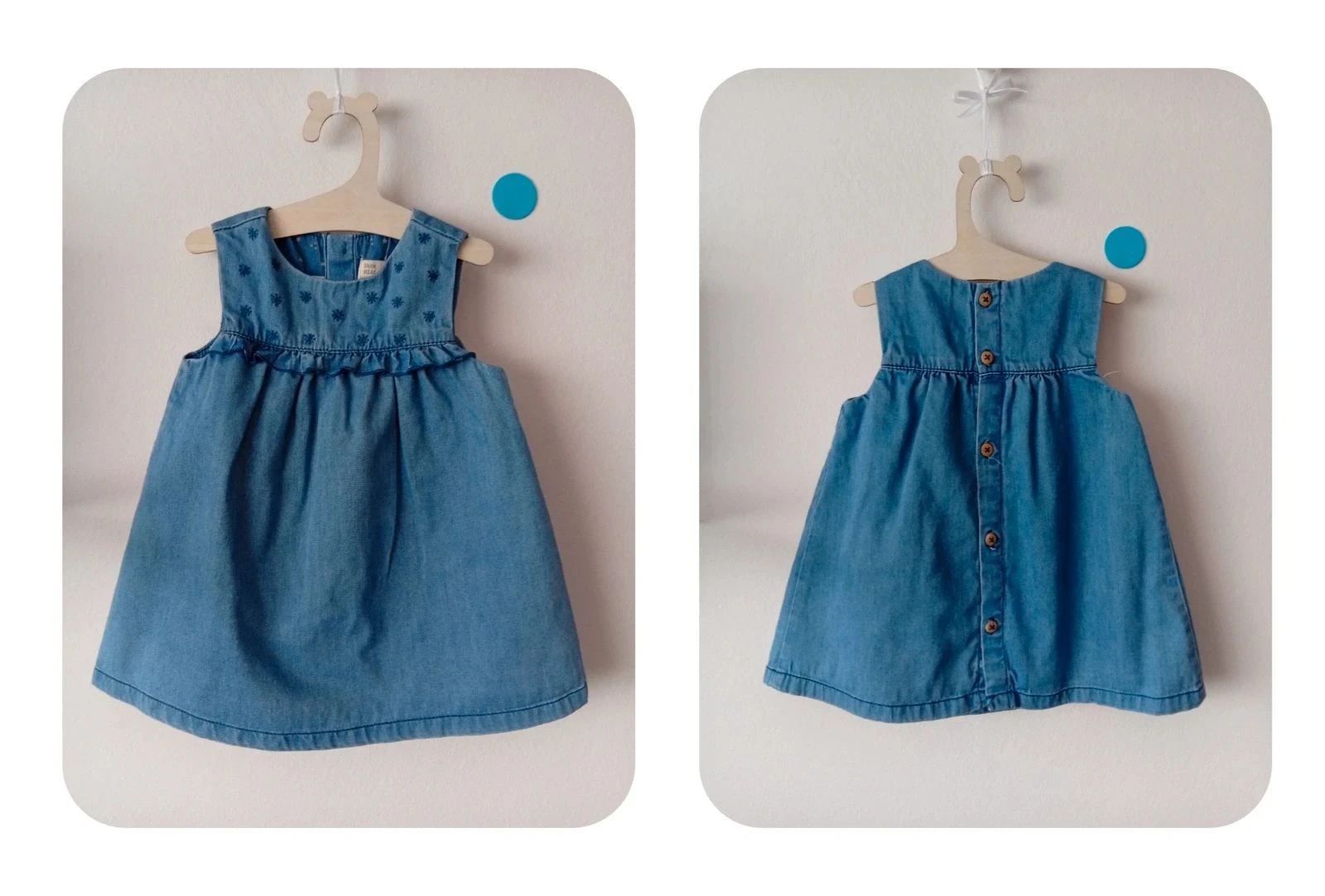 ZARA Baby Girl Denim Dress with Matching Bloomers – 9-12 Months (9M) – photo 2